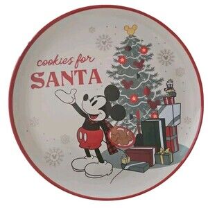 Christmas Disney Mickey Mouse Serving Plate 11"   - Cookies for Santa  - New